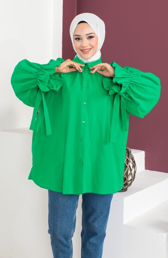 Oberhemd mit gebundenen Ärmeln 0004-05 Smaragdgrün 0004-05