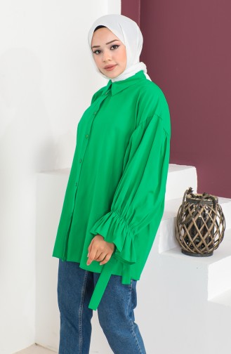 Chemise A Manches Nouées 0004-05 Vert Emeraude 0004-05