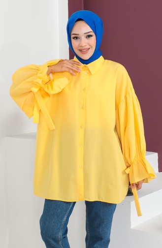 قميص بأكمام مربوطة 0004-07 لون أصفر 0004-07