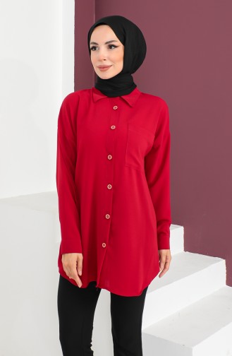 Buttoned Crepe Shirt 2007-01 Red 2007-01