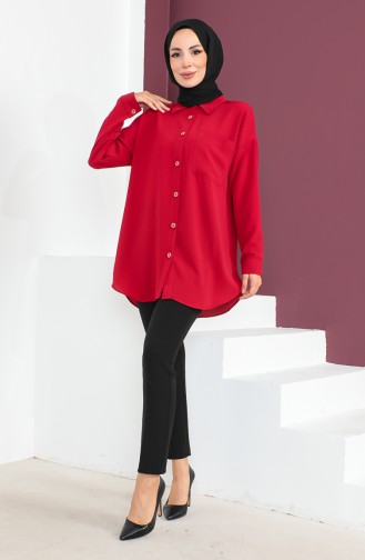 Buttoned Crepe Shirt 2007-01 Red 2007-01