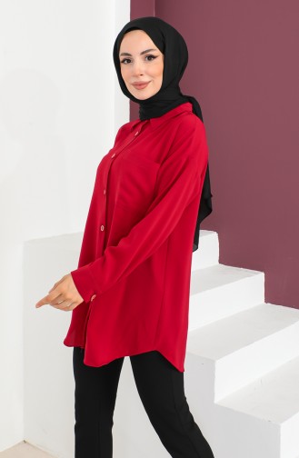 Buttoned Crepe Shirt 2007-01 Red 2007-01