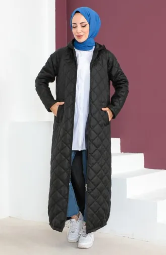 Vivezza Abaya Matelassé A Fermeture Et A Capuche 6988-01 Noir 6988-01