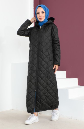 Vivezza Hooded Zippered Quilted Abaya 6988-01 Black 6988-01