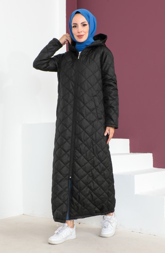 Vivezza Gewatteerde Abaya Met Capuchon En Ritssluiting 6988-01 Zwart 6988-01