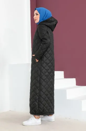 Vivezza Abaya Matelassé A Fermeture Et A Capuche 6988-01 Noir 6988-01