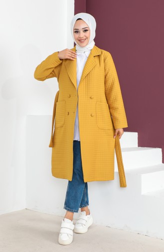 Kapitone Kuşaklı Kaban 23K8809-02 Hardal