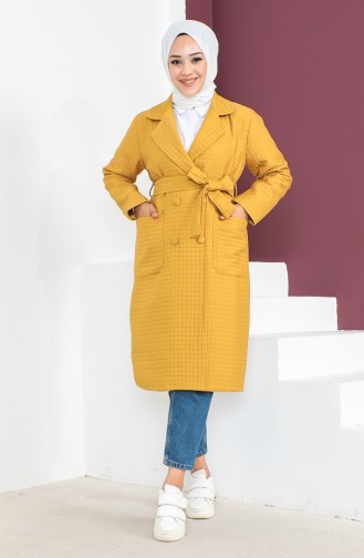 Kapitone Kuşaklı Kaban 23K8809-02 Hardal