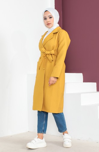 Kapitone Kuşaklı Kaban 23K8809-02 Hardal