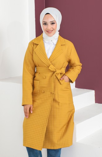 Kapitone Kuşaklı Kaban 23K8809-02 Hardal