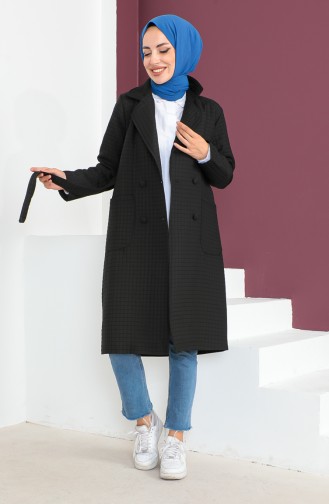 Kapitone Kuşaklı Kaban 23K8809-04 Siyah