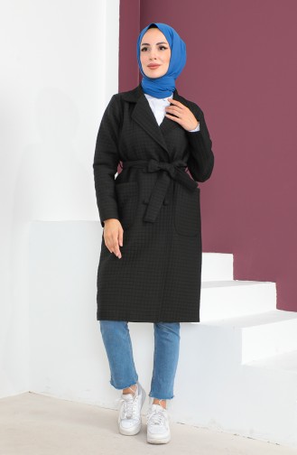 Kapitone Kuşaklı Kaban 23K8809-04 Siyah