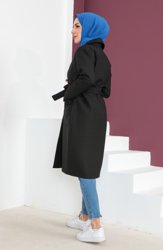 Kapitone Kuşaklı Kaban 23K8809-04 Siyah