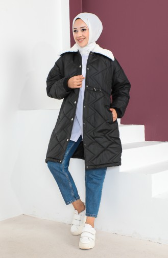 Plush Quilted Coat 23K8832-01 Black 23K8832-01