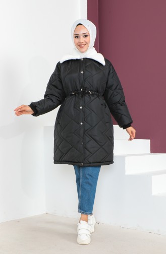 Plush Quilted Coat 23K8832-01 Black 23K8832-01