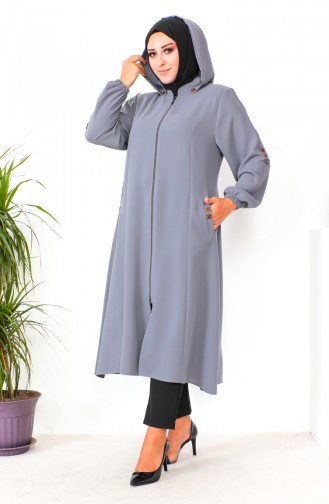 Plus Size Hooded Cape 6089-04 Gray 6089-04