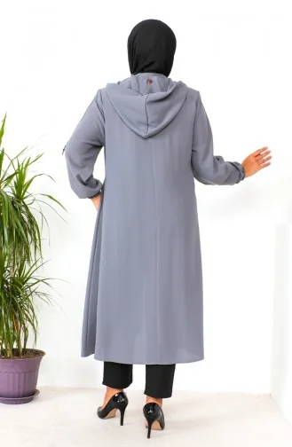 Plus Size Hooded Cape 6089-04 Gray 6089-04