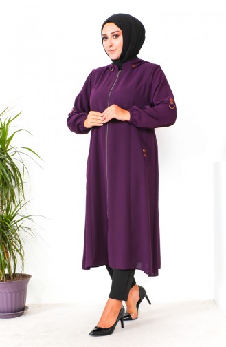 Plus Size Hooded Cape 6089-05 Plum 6089-05