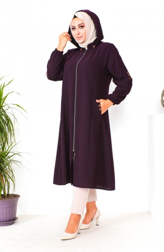 Plus Size Hooded Cape 6089X-02 Plum 6089X-02