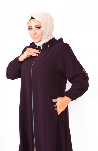 Manteau A Capuche Grande Taille 6089X-02 Prune 6089X-02