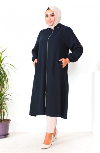 Plus Size Hooded Cape 6089X-06 Navy Blue 6089X-06