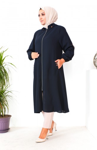 Plus Size Hooded Cape 6089X-06 Navy Blue 6089X-06