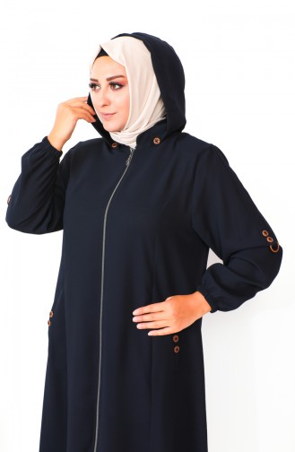 Plus Size Hooded Cape 6089X-06 Navy Blue 6089X-06