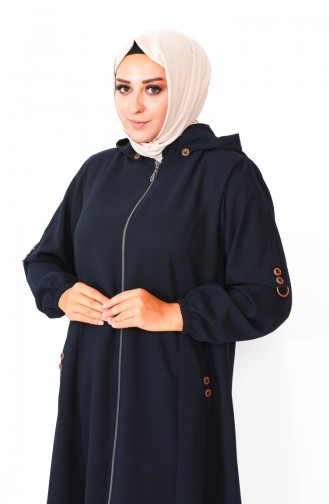 Plus Size Hooded Cape 6089X-06 Navy Blue 6089X-06