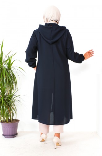 Plus Size Hooded Cape 6089X-06 Navy Blue 6089X-06