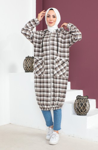 Plaid Patterned wool Cape 23k8805-04 Mink 23K8805-04