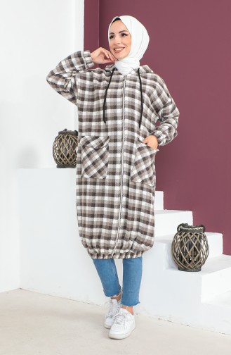 Plaid Patterned wool Cape 23k8805-04 Mink 23K8805-04