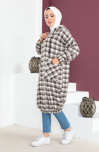 Plaid Patterned wool Cape 23k8805-04 Mink 23K8805-04