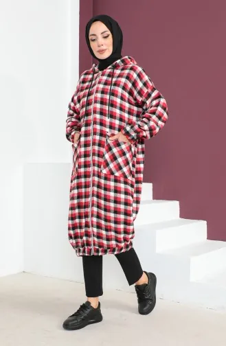 Plaid Patterned Wool Cap 23K8805-02 Claret Red 23K8805-02