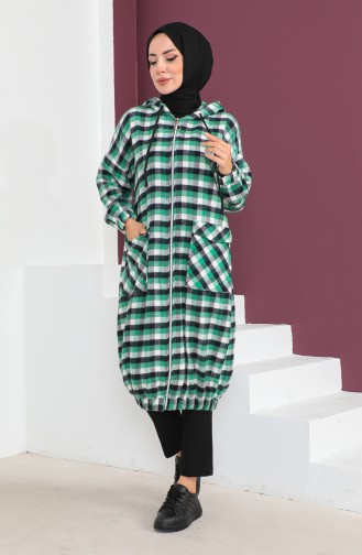 Checked Wool Cape 23K8805-03 Green 23K8805-03