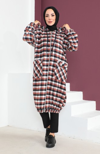 Checked Wool Cape 23k8805-01 Brown 23K8805-01
