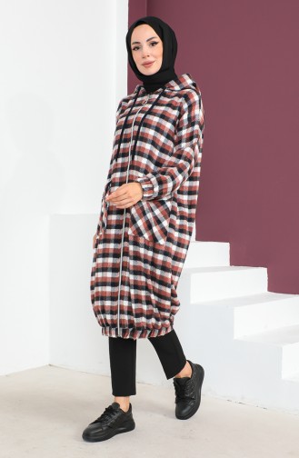 Checked Wool Cape 23k8805-01 Brown 23K8805-01