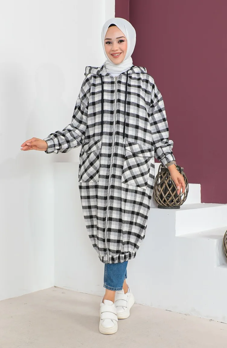 Checked Wool Cape 23k8805-05 Gray 23K8805-05