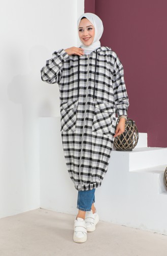Wollen Cape Met Geruit Patroon 23K8805-05 Grijs 23K8805-05