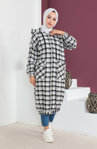 Wollen Cape Met Geruit Patroon 23K8805-05 Grijs 23K8805-05