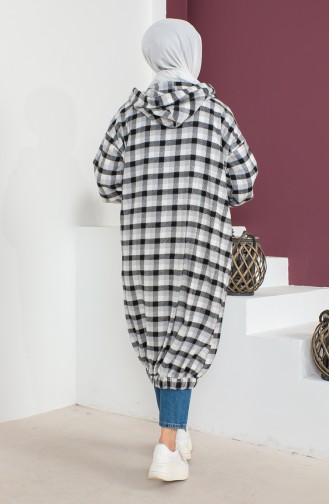 Wollen Cape Met Geruit Patroon 23K8805-05 Grijs 23K8805-05
