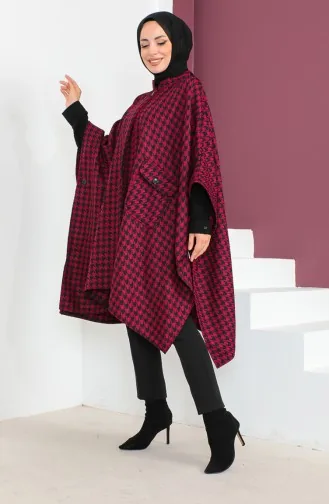 Houndstooth Poncho 23K8816-02 Plum 23K8816-02