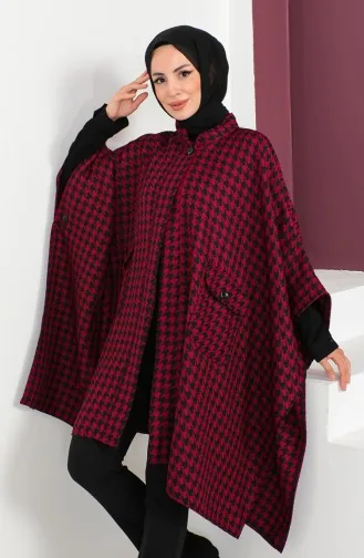 Houndstooth Poncho 23K8816-02 Plum 23K8816-02