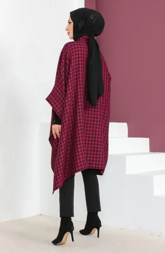 Houndstooth Poncho 23K8816-02 Plum 23K8816-02