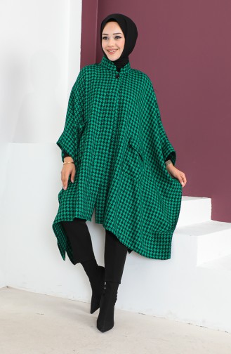 Houndstooth Poncho 23k8816-03 Green 23K8816-03