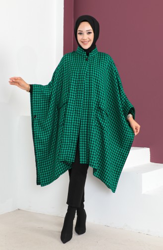 Houndstooth Poncho 23k8816-03 Green 23K8816-03