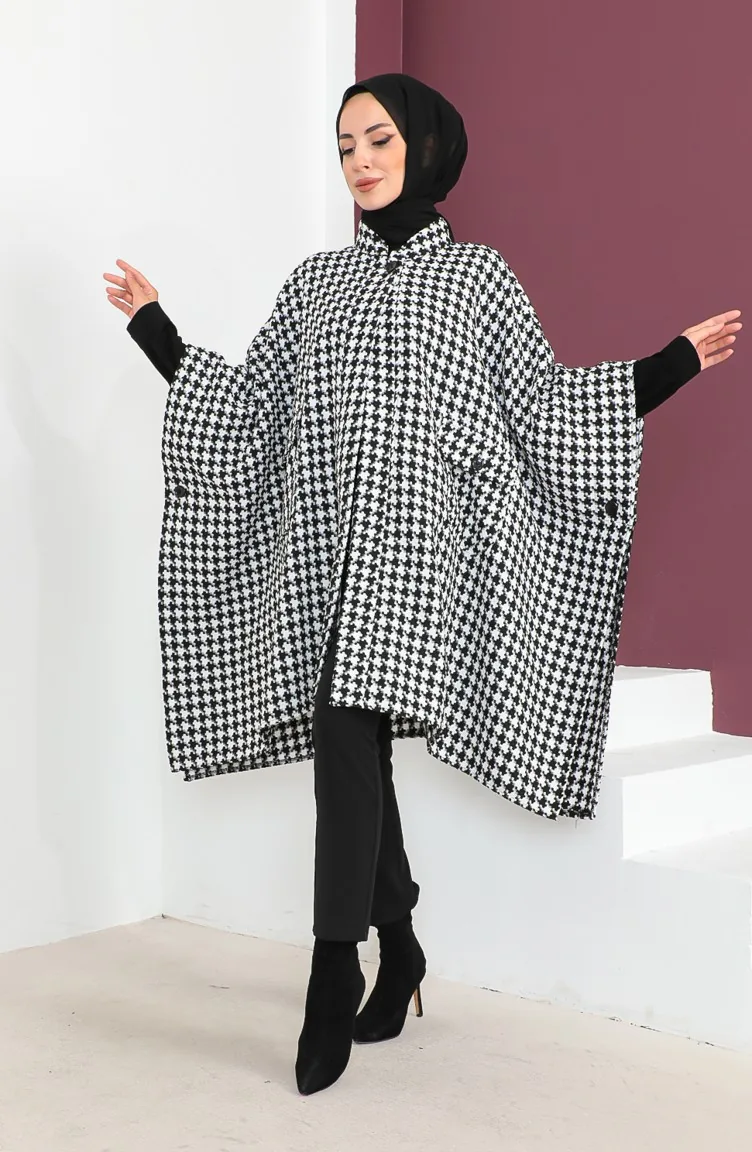 Poncho Pied De Poule 23K8816-04 Blanc 23K8816-04