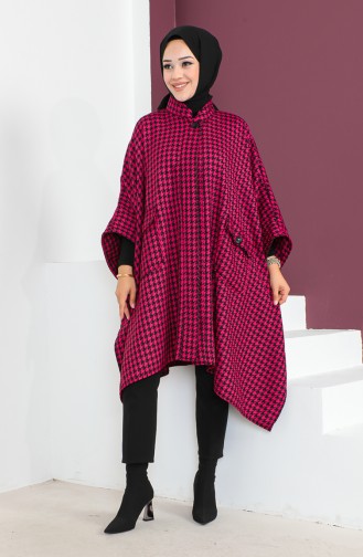 Houndstooth Poncho 23k8816-05 Fuchsia 23K8816-05