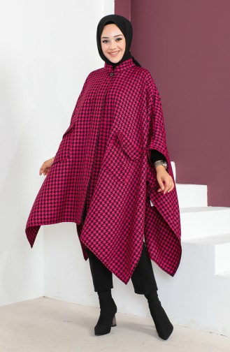 Houndstooth Poncho 23k8816-05 Fuchsia 23K8816-05