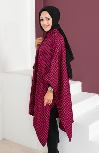 Poncho Met Pied-de-poule 23K8816-05 Fuchsia 23K8816-05