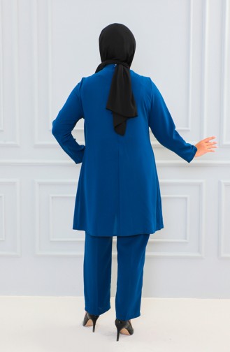 Tailleur Robe De Soirée Imprimé Pierre Grande Taille 6105-06 Indigo 6105-06